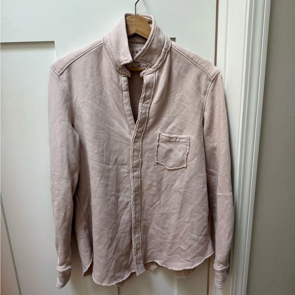 Frank & Eileen Eileen Sweatshirt Button Up Triple Fleece pink med - NWOT